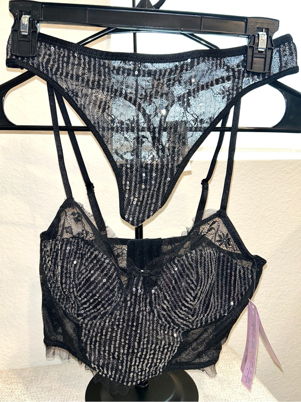 Wild Fable Bralette & Thong Sequin Lace
